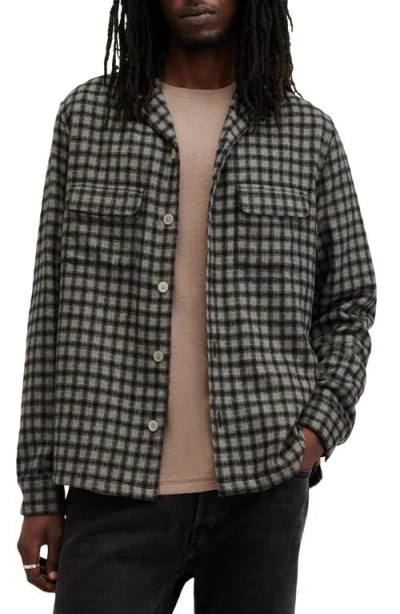 Allsaints Alkame Relaxed Fit Check Button-up Shirt In Brown