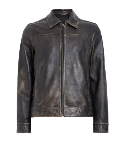 Allsaints Nellcot Zip Up Leather Jacket In Black