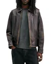 Allsaints Alkan Zip Up Two Tone Leather Jacket In Vintage Black