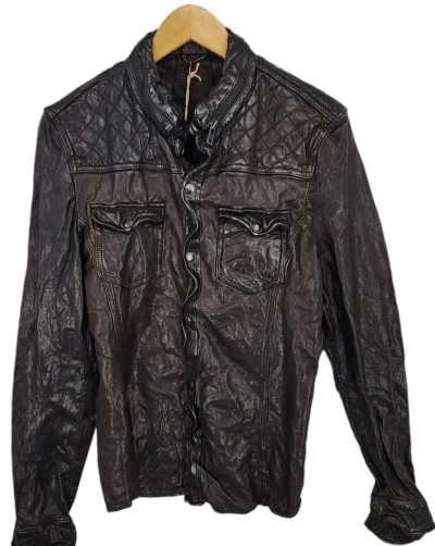 Pre-owned Allsaints All Saints Leather Shirt Jacket (sz Large) Chocolate Color, Phanton Phantom