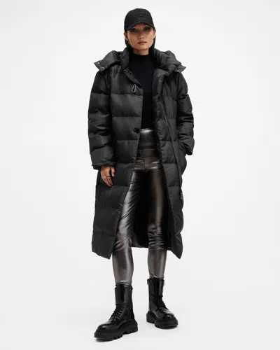 Allsaints Allana Funnel Neck Recycled Puffer Jacket In Black