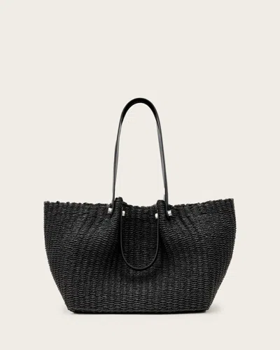 Allsaints Allington Black Straw Tote Bag