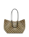Allsaints Allington Straw Tote Bag In Black/natural
