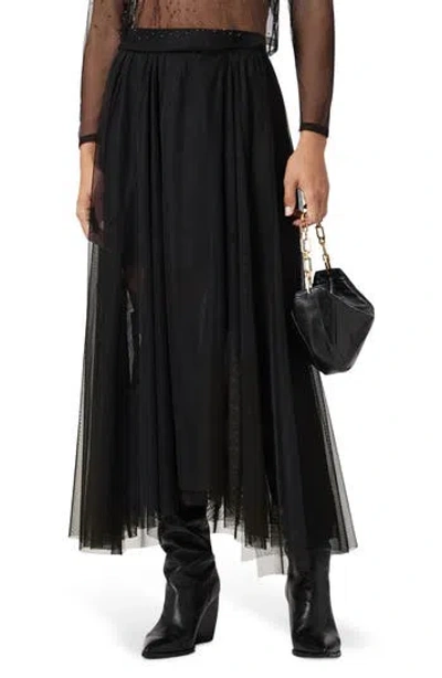 Allsaints Vashtie Mixed Lace Handkerchief Hem Skirt In Black