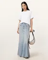 Allsaints Alma Denim Maxi Skirt In Light Indigo