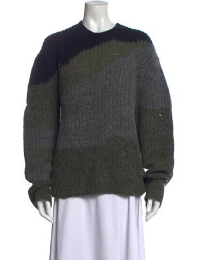 Pre-owned Allsaints Alpaca Colorblock Pattern Sweater In Green