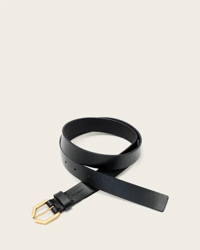Allsaints Amara Leather Waist Belt In Black