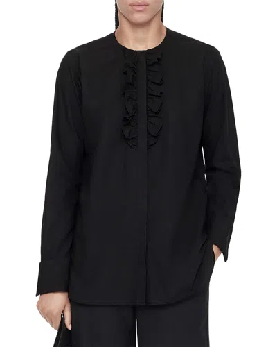 Allsaints Amara Ruffle Trim Shirt In Black
