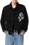 Allsaints Ambaum Patch Bomber Jacket In Black