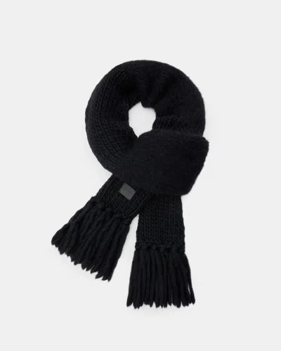 Allsaints Amber Mixed Knitted Scarf In Black