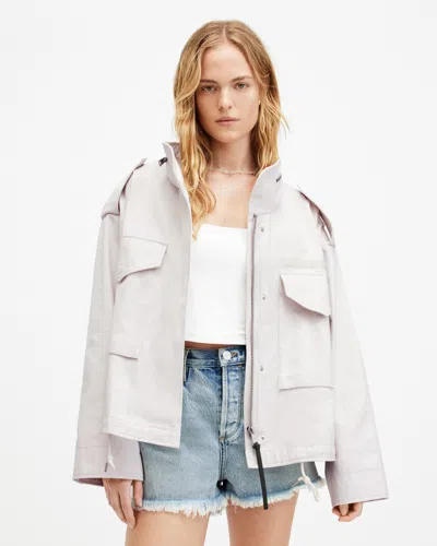 Allsaints Amelia Relaxed Utility Jacket In White Sand