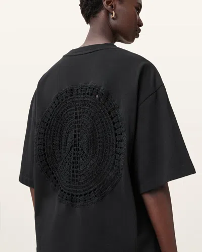 Allsaints Amelie Crochet Oversized Boxy T-shirt In Black
