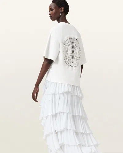 Allsaints Amelie Crochet Oversized Boxy T-shirt In Ecru White