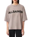 Allsaints Amelie Oversize Embellished Logo Cotton T-shirt In Brown