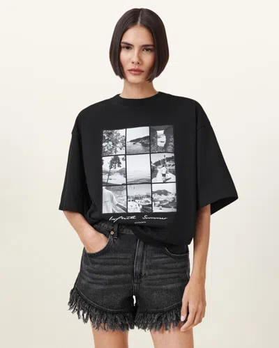 Allsaints Amelie Film Oversized T-shirt In Black