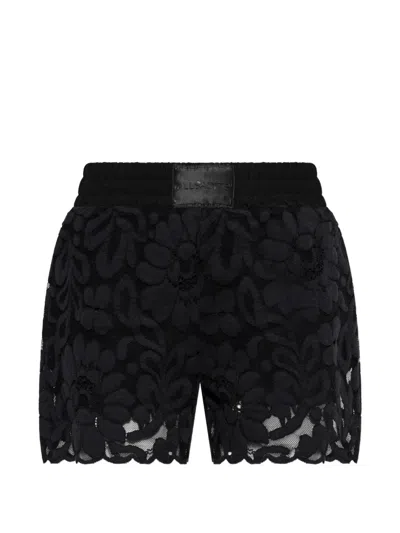 Allsaints Womens Black Amelie Lace Relaxed-fit Stretch Cotton-blend T-shirt