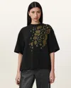 Allsaints Amelie Oversize Embellished Cotton Graphic T-shirt In Black