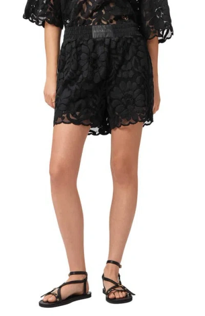 Allsaints Amelie Lace Shorts In Black