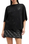 Allsaints Amelie Embroidered Underground T-shirt In Black