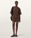 Allsaints Amelie Oversized Short Sleeve Lace T-shirt In Burgundy