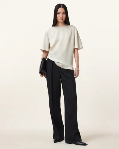 Allsaints Amelie Satin Relaxed Fit T-shirt In Tofu White
