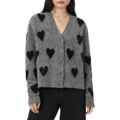 Allsaints Amora Heart Alpaca & Wool Blend Cardigan In Multi
