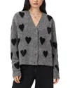 Allsaints Amora Jacquard Brushed Cardigan In Gray