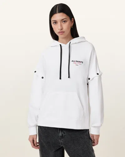 Allsaints Amore Amphie Embroidered Hoodie In Optic White