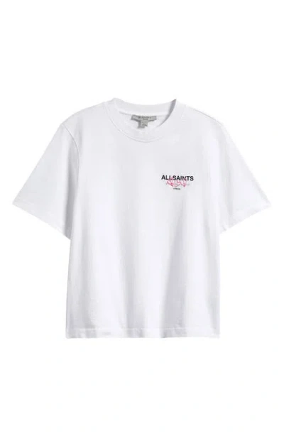 Allsaints Amoré Lisa Heart Embroidered Cotton Graphic T-shirt In Optic White