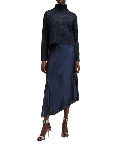 Allsaints Amos Sparkle Dress In Midnight Blue