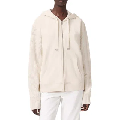 Allsaints Womens Tofu White Amphie Relaxed-fit Zip-up Knitted Hoody In Neutral