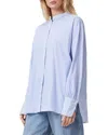 Allsaints Womens Pastel Blue Ana Stripe-pattern Cotton Shirt In Pastel Blue