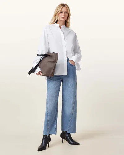 Allsaints Ana Striped Shirt In Optic White