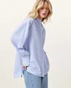 Allsaints Womens Pastel Blue Ana Stripe-pattern Cotton Shirt In Pastel Blue