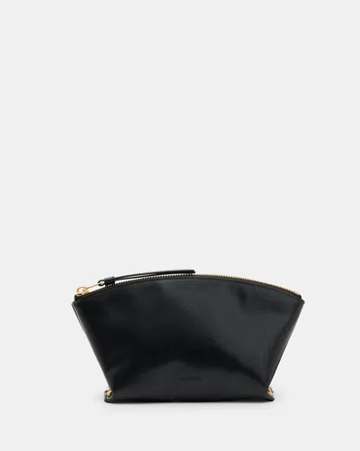 Allsaints Anais Zipped Leather Pouch Bag In Black