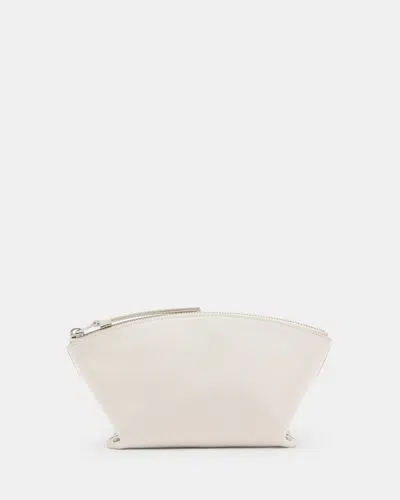 Allsaints Anais Zipped Leather Pouch Bag In Desert White
