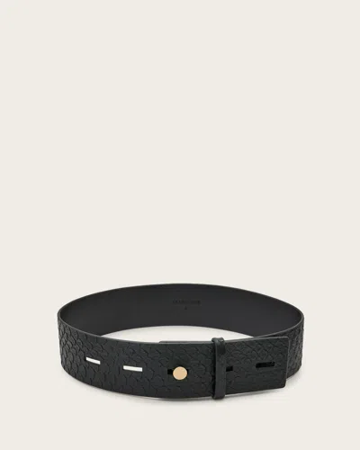 Allsaints Ananta Leather Belt In Black/warm Brass