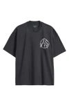 Allsaints Mens Washed Black Anatomica Oversized Cotton-jersey T-shirt Xl