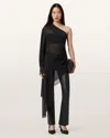 Allsaints Anaya Asymmetric Sheer Top In Black