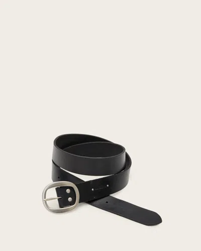 Allsaints Anders Leather Embossed Belt In Black