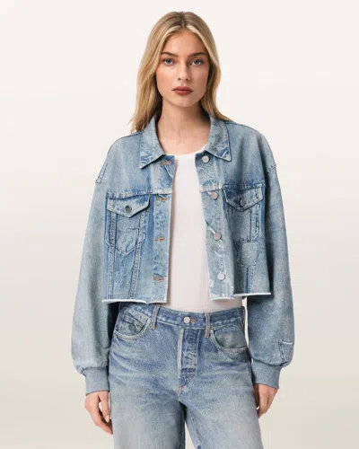 Allsaints Anders Terry Illusion Shacket In Blue