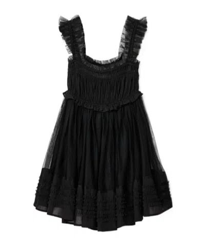 Allsaints Polyester Angela Gathered Frill Mini Dress In Black