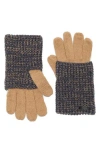 Allsaints Angled Stitch Marled Gloves In Gray