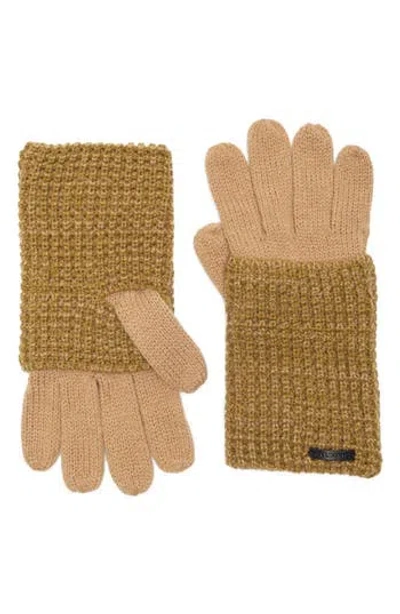 Allsaints Angled Stitch Marled Gloves In Brown