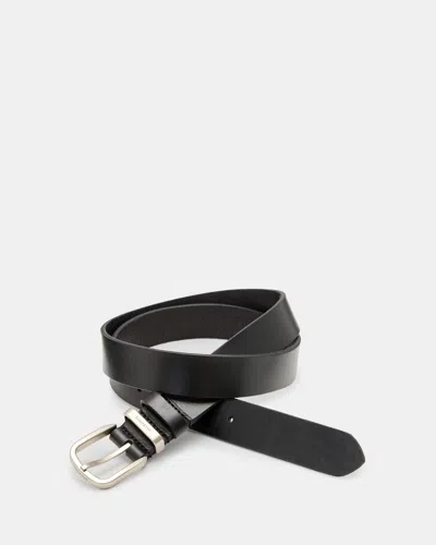 Allsaints Angus Leather Belt In Black/dull Nickel