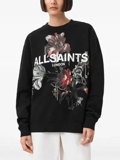 Allsaints Ania Etta Graphic Sweatshirt In Black