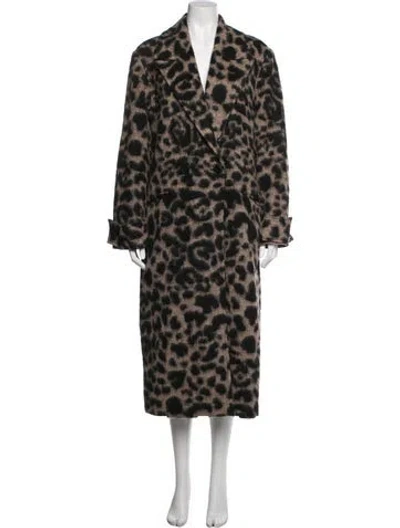 Pre-owned Allsaints Animal Print Coat In Brown