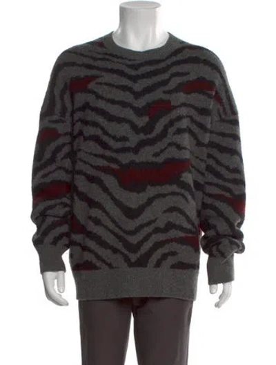 Pre-owned Allsaints Animal Print Crew Neck Pullover In Gray