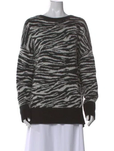 Pre-owned Allsaints Animal Print Crew Neck Sweater In Black