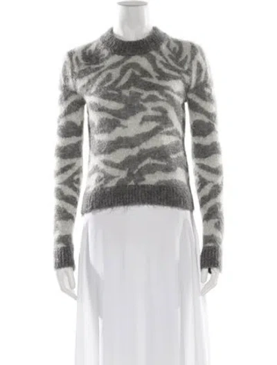 Pre-owned Allsaints Animal Print Crew Neck Sweater In Gray